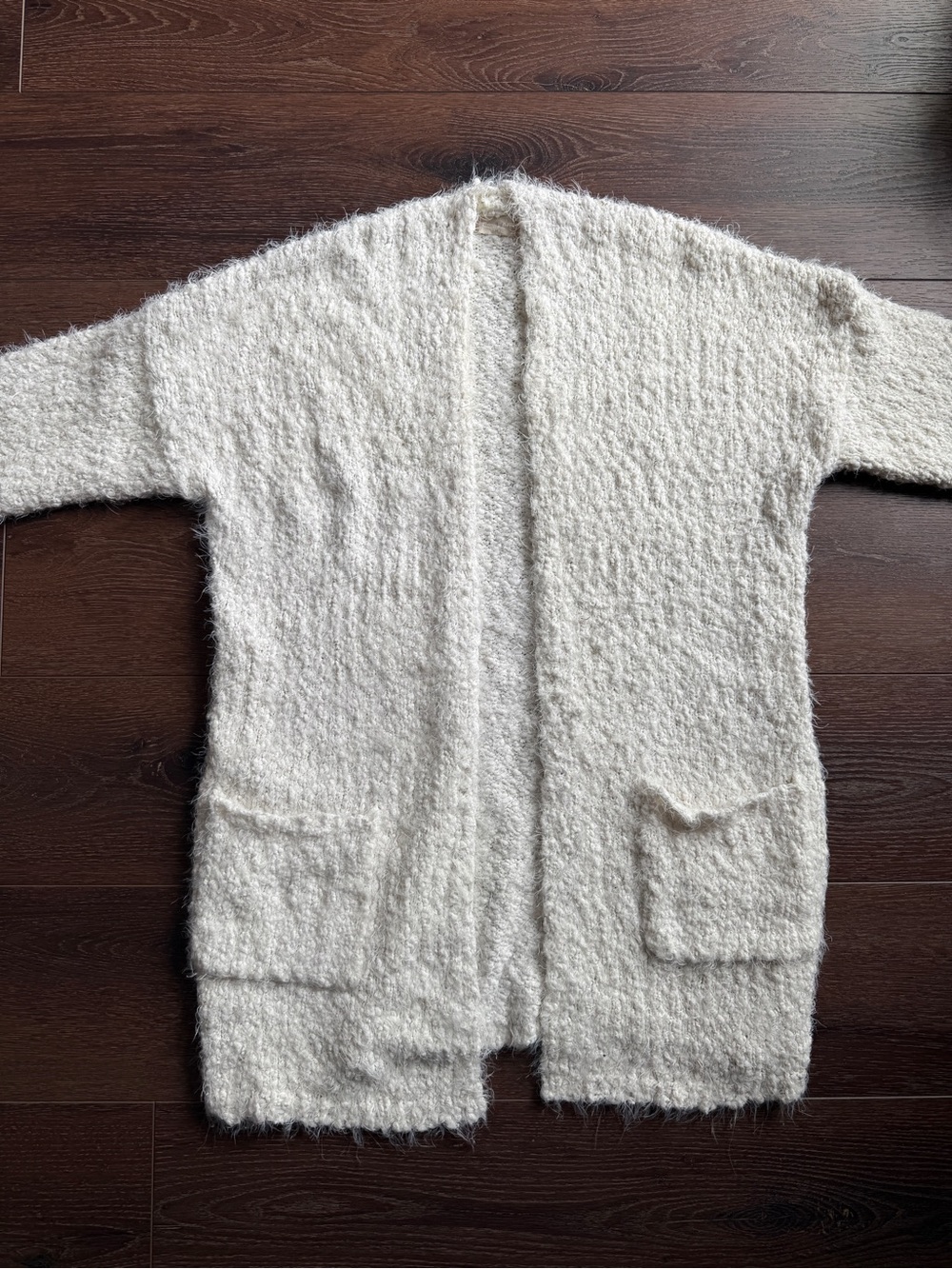 Altar'd State Cream Fuzzy Open-Front Cardigan